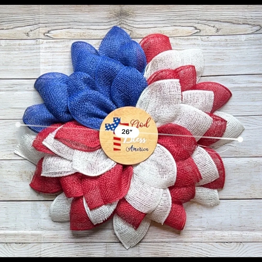 🧨 Fourth of July Patriotic Flower Petal Wreath
